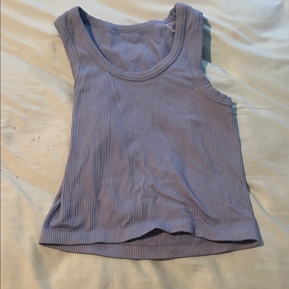 Light Blue Ribbed Tank Top